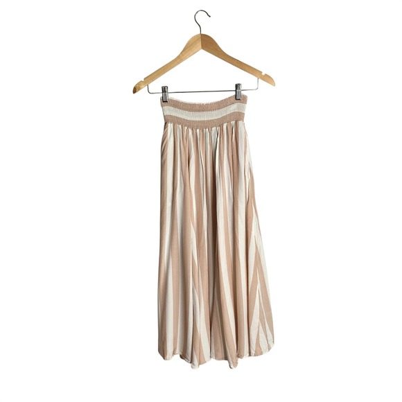 Laundry By Shelli Segal Dresses & Skirts - VTG 90s J By Shelli Segal Beige Tan Striped Smocked Midi Skirt M Boho Coastal